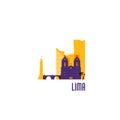 Lima city emblem. Colorful buildings.