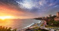 Lima, Peru along the coast also known as Circuito de Playas de at sunset