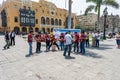 LIMA, PERU - APRIL 15, 2013: Local Peruvian music band is playing in Lima Cathedral square
