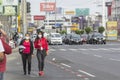 Lima, Peru - April 8, 2020: Men in line doing social distancing practices in the middle of a coronavirus outbreak in South America