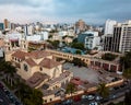 LIMA, PERU - December,12, 2018: Aerial of buildings of downtown Miraflores in Lima