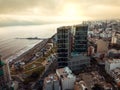 LIMA, PERU - December,12, 2018: Aerial of buildings of downtown Miraflores in Lima