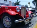 Old red MG TA roadster Midget serie T in Lima Royalty Free Stock Photo