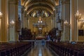 Main altar and chancel seen from nave in Cathedral, Lima, Peru