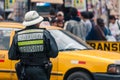 Lima / Peru Jun 13.2008: Peruvian Policeman in the uniform controlling the traffic on the street Royalty Free Stock Photo