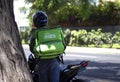 Uber eats driver working at food delivery service