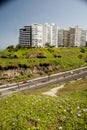 Lima, Peru : Beautiful view of Lima coastline from Miraflores district.route and luxury apartment blue sky background Royalty Free Stock Photo