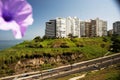 Lima, Peru - Beautiful view of Lima coastline from Miraflores district.route and luxury apartment blue sky background Royalty Free Stock Photo