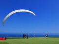 Pilot on a non engine paraglider is ready to fly, Lima