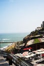LIMA, PERU - Panoramic view of Larcomar shopping center and the Miraflores coast - Lima, Peru Royalty Free Stock Photo
