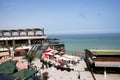 LIMA, PERU -: Panoramic view of Larcomar shopping center and the Miraflores coast - Lima, Peru Royalty Free Stock Photo