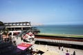 LIMA, PERU - Panoramic view of Larcomar shopping center and the Miraflores coast - Lima, Peru Royalty Free Stock Photo