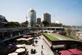 LIMA, PERU : Panoramic view of Larcomar shopping center and the Miraflores coast - Lima, Peru Royalty Free Stock Photo