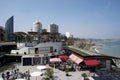 LIMA, PERU - Panoramic view of Larcomar shopping center and the Miraflores coast - Lima, Peru Royalty Free Stock Photo