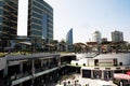 LIMA, PERU : Panoramic view of Larcomar shopping center and the Miraflores coast - Lima, Peru Royalty Free Stock Photo