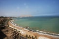 LIMA, PERU - Panoramic view of Larcomar shopping center and the Miraflores coast - Lima, Peru Royalty Free Stock Photo