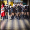 Female officers from the Peruvian Police Force in the Plaza de Armas. Lima, Peru