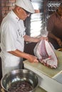 Peruvian Chef Javier Wong, prepares fresh ceviche and seafood dishes at his restaurant Chez Wong. Lima, Peru