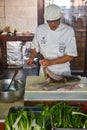 Peruvian Chef Javier Wong, prepares fresh ceviche and seafood dishes at his restaurant Chez Wong. Lima, Peru