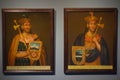 Lima, Peru - Nov 18, 2018: Portraits of Incas Manco Capac and Tupac Yupanqui, in the Pedro de Osma Museum