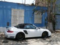 White and black Porsche 911 Turbo parked in Lima Royalty Free Stock Photo