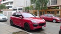 Red Porsche Cayenne GTS parked in Lima Royalty Free Stock Photo