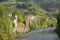 Lima river flowing past the township of Bagni di Lucca