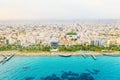 Limassol city coastline aerial panorama, blue mediterranean sea and famous Molos park, Cyprus Royalty Free Stock Photo
