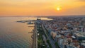 Limassol, Cyprus. Aerial view of Molos Promenade and city at sunset