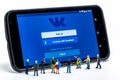 LIMASSOL, CYPRUS - DECEMBER 07, 2015: Group of people watching at Vkontakte application