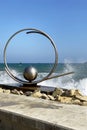 Limassol, Cyprus, February 2020. Modern metal sculpture on the central promenade of Molos Limassol.