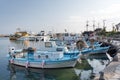 Limassol, Cyprus - 13 MARCH 2019: Fishing boats moored and parked at dock in Marina