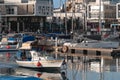 Limassol, Cyprus - March 20, 2022: Small traditional Cypriot fishing boat in Old Port of Limassol