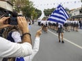 Spectator of Greek Independence Day parade, Limassol, Cyprus
