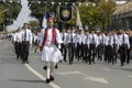 Male school students marching on parade, Limassol, Cyprus