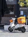 Parked delivery motorbike