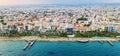 Limassol panorama, Cyprus. Coastline, beach and city buildings, aerial view from above Royalty Free Stock Photo