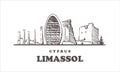 Limassol sketch skyline. Cyprus, Limassol hand drawn vector illustration