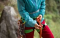 ÃÂ¡limber making a eight rope knot Royalty Free Stock Photo