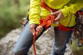 ÃÂ¡limber making a eight rope knot Royalty Free Stock Photo