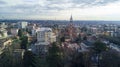 Limbiate aerial view, the parish of St. George, the church,. Italy, Milan