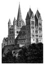 Limburg Cathedral detailed woodblock print Royalty Free Stock Photo