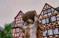 Limburg Germany town square statue depicting the wine growing heritage of the region