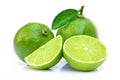 Green Lime fruits on white. Macro Royalty Free Stock Photo