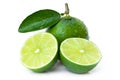 Closeup lime fruit isolated on white. macro Royalty Free Stock Photo