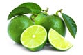 Green lime fruit with green leaf Royalty Free Stock Photo