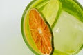 Green Lime alcohol drink cocktail with dried slice and ice Royalty Free Stock Photo