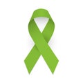 Lime awareness ribbon. Lymphoma awareness symbol. Isolated vector illustration