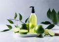 lime body natural spa oil organic bottle lemon skincare treatment. Generative AI. Royalty Free Stock Photo