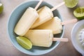 Lime coconut popsicle ice creams Royalty Free Stock Photo